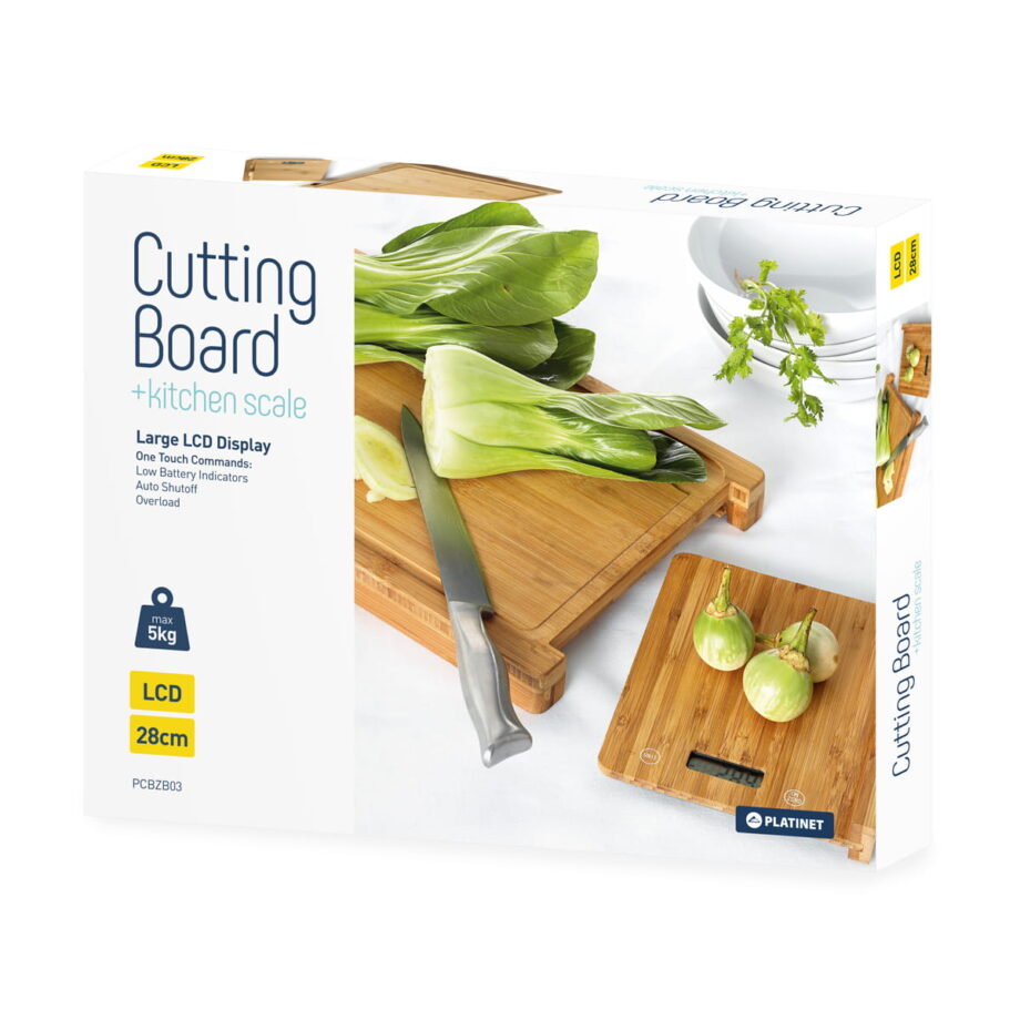 Platinet Bamboo Chopping Board with Electronic Kitchen Scale