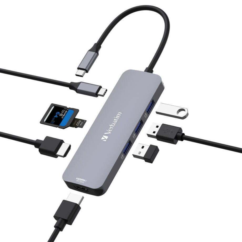 VERBATIM USB-C Pro 8 Port Hub 2 x HDMI 4K SD 3.2 GEN1 CMH-08