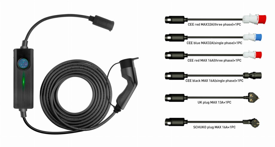 Mobile charging station, EV car charger 32A 16kW