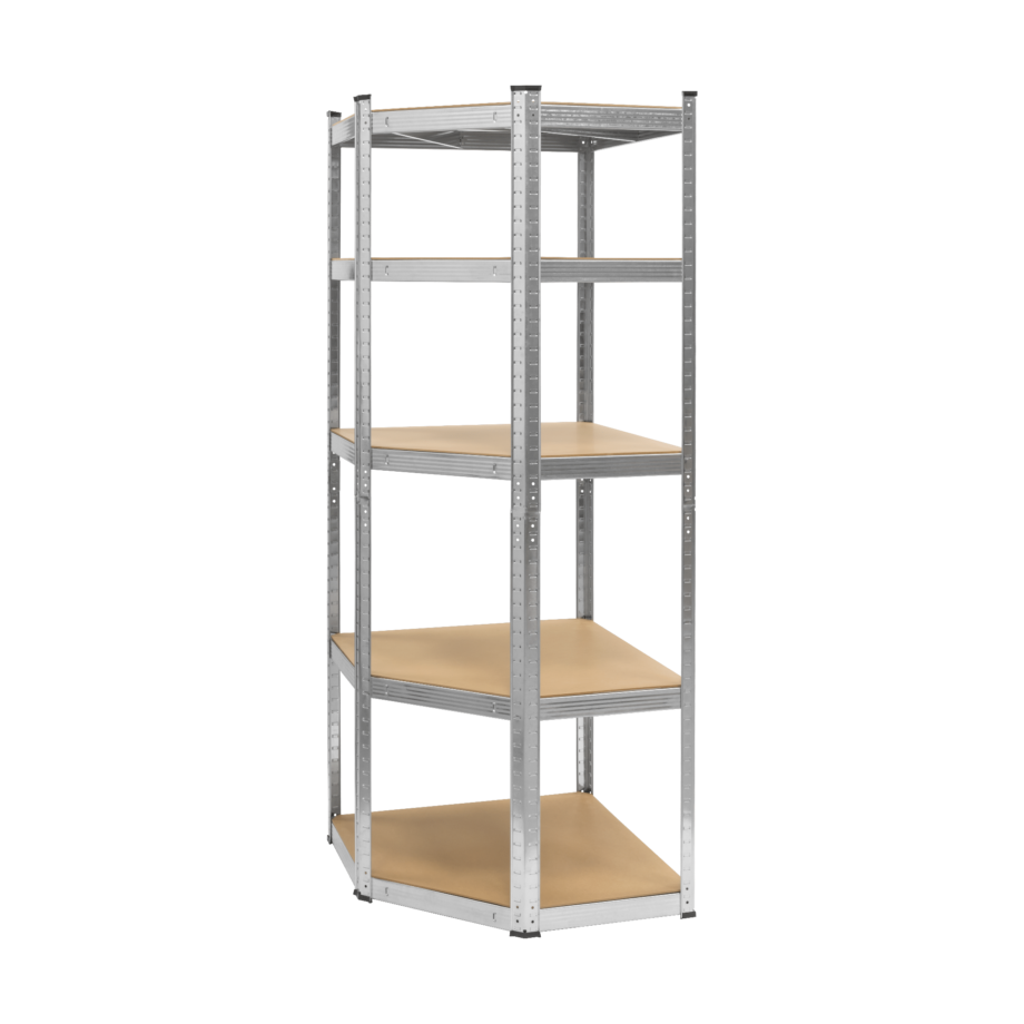 Corner metal storage rack 180x40x70 silver Rebel