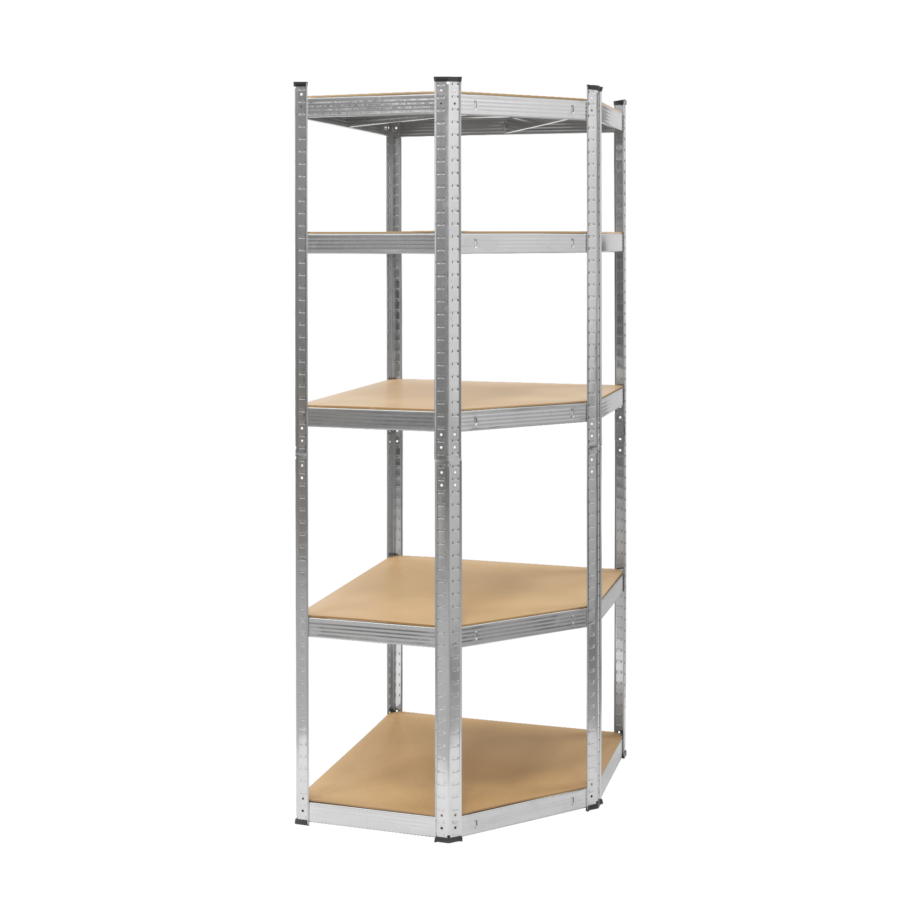 Corner metal storage rack 180x40x70 silver Rebel