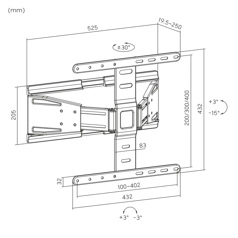 Universal wall mount Kruger&Matz Ultra Slim 37"-75" KM1307
