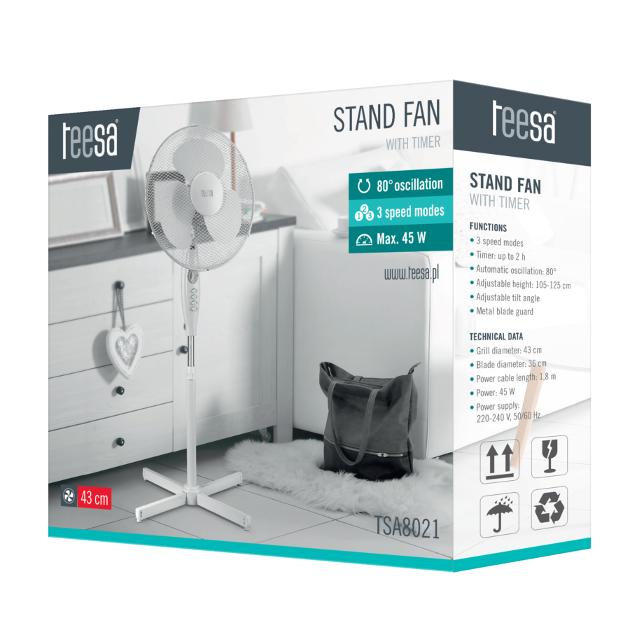 Teesa pedestal fan with timer TSA8021