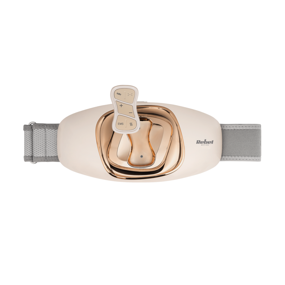 Abdominal muscle massage/stimulation belt, heating, wireless+remote control. RBA-6008