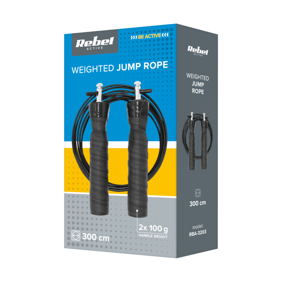 Adjustable boxing rope with a rubber handle RBA-3203