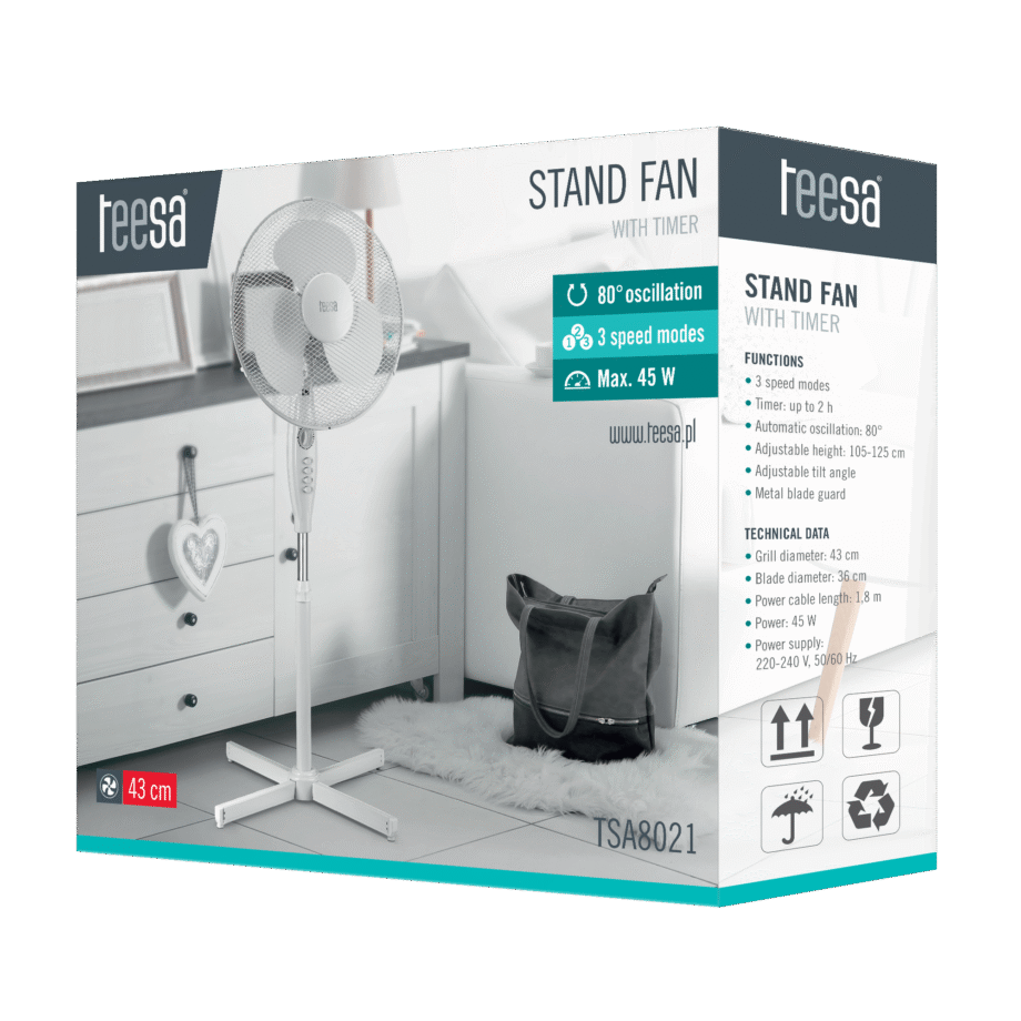 Teesa pedestal fan with timer TSA8021