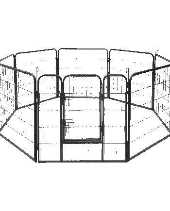 Modular dog playpen, steel pen, size L, 8 panels 80x80 cm, REBEL ANIMALS