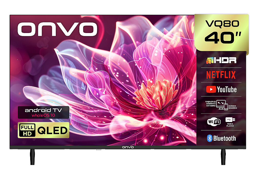 Onvo 40VQ802FA -40In QLED FHD-Frameless Android Tv/Whale OS10