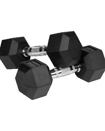 Rubberized cast iron dumbbells HEX 2x7 kg REBEL ACTIVE