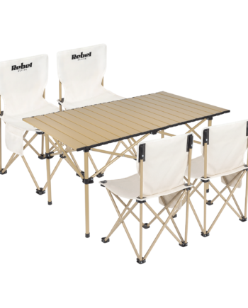 Hiking set, beach, table + 4 chairs, metal frame, Rebel Active