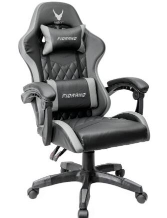 VARR GAMING CHAIR FIORANO BACKREST ARMREST REGULATION 2 PILLOWS GREY+BLACK