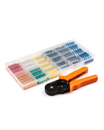 Crimping machine set with insulated cable ends. E5936