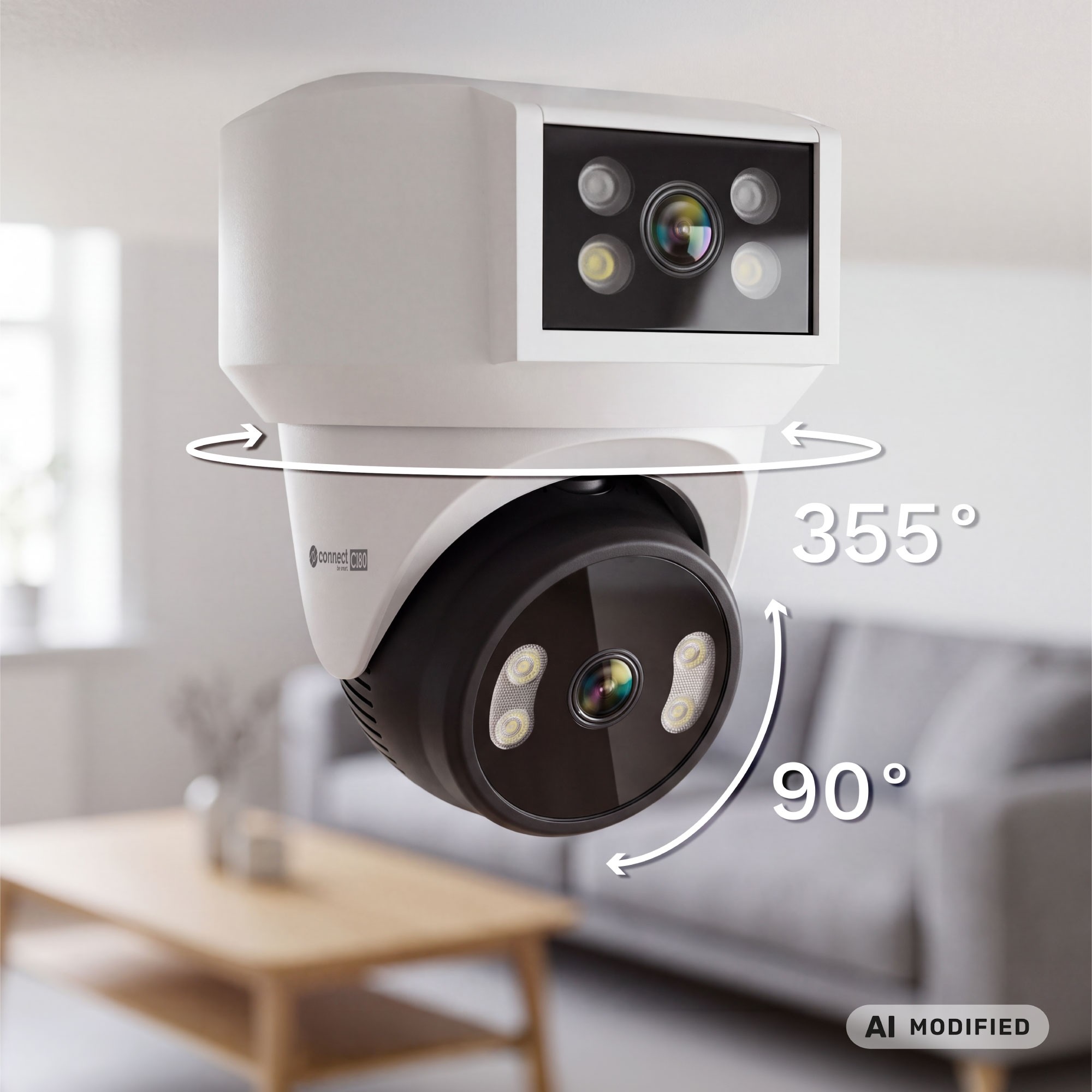 Kruger&Matz Connect C180 WiFi Camera 2x PTZ Lens 360° 2K Tuya Smart Life Color Night Audio AI