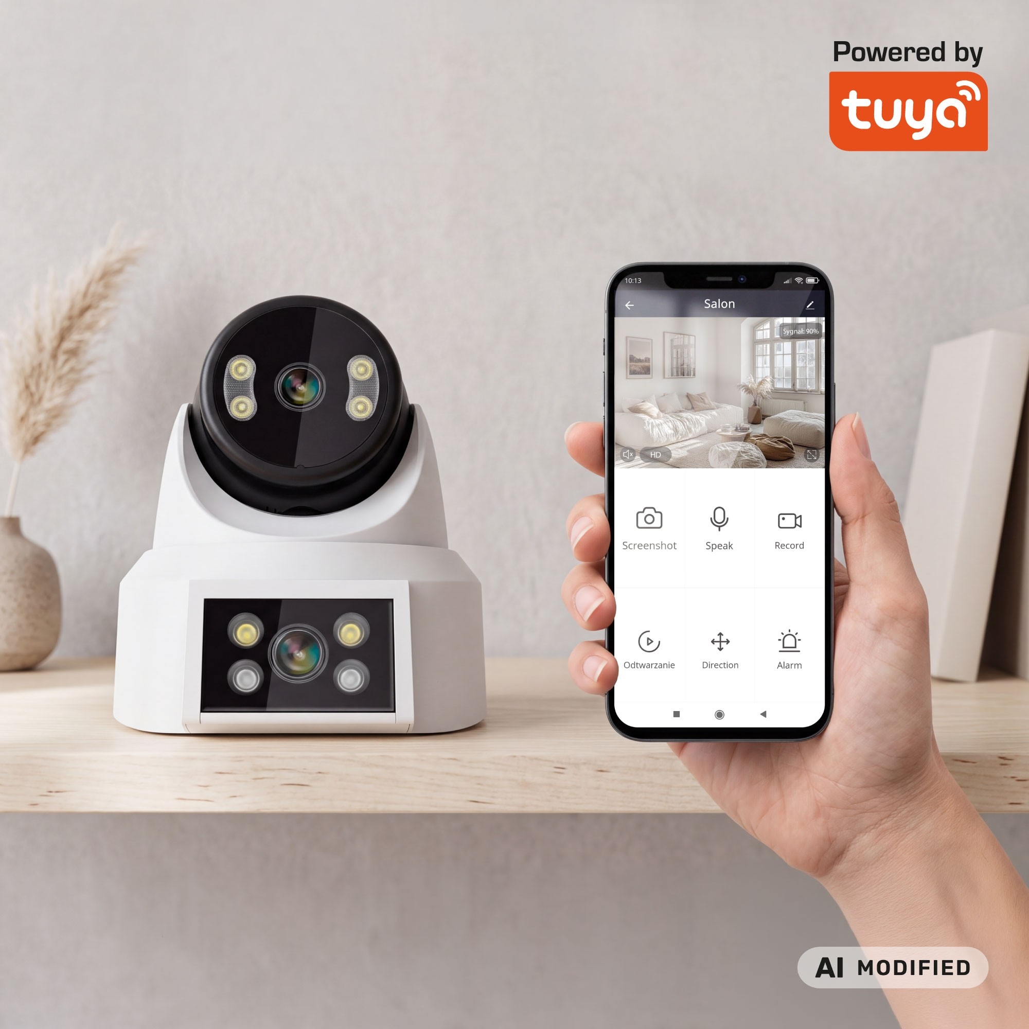 Kruger&Matz Connect C180 WiFi Camera 2x PTZ Lens 360° 2K Tuya Smart Life Color Night Audio AI