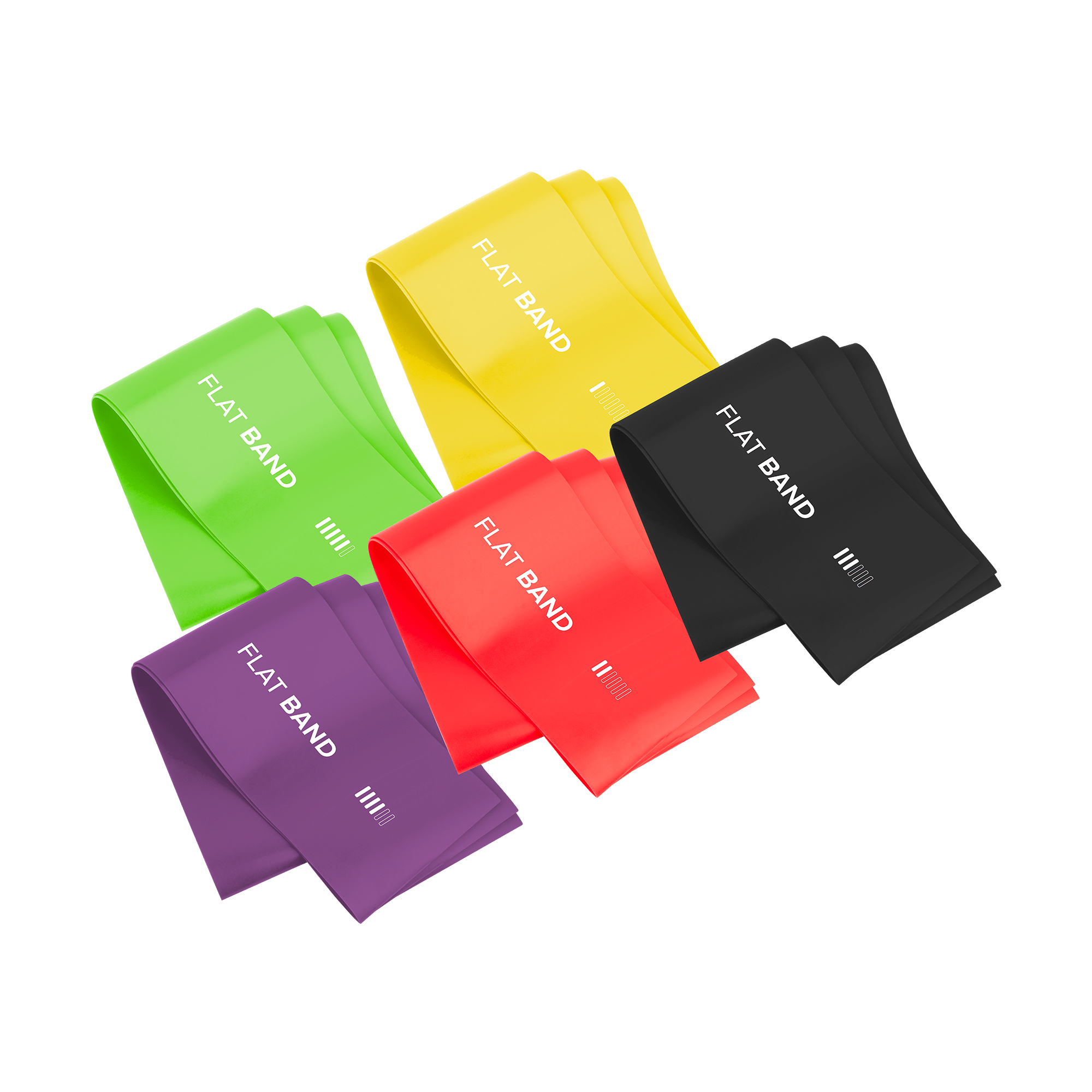 Latex Exercise Band Set 2m - Flat Band LTs-1, 2.5-20 kg, 5 Bands, REBEL ACTIVE