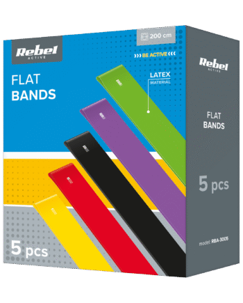 Latex Exercise Band Set 2m - Flat Band LTs-1, 2.5-20 kg, 5 Bands, REBEL ACTIVE