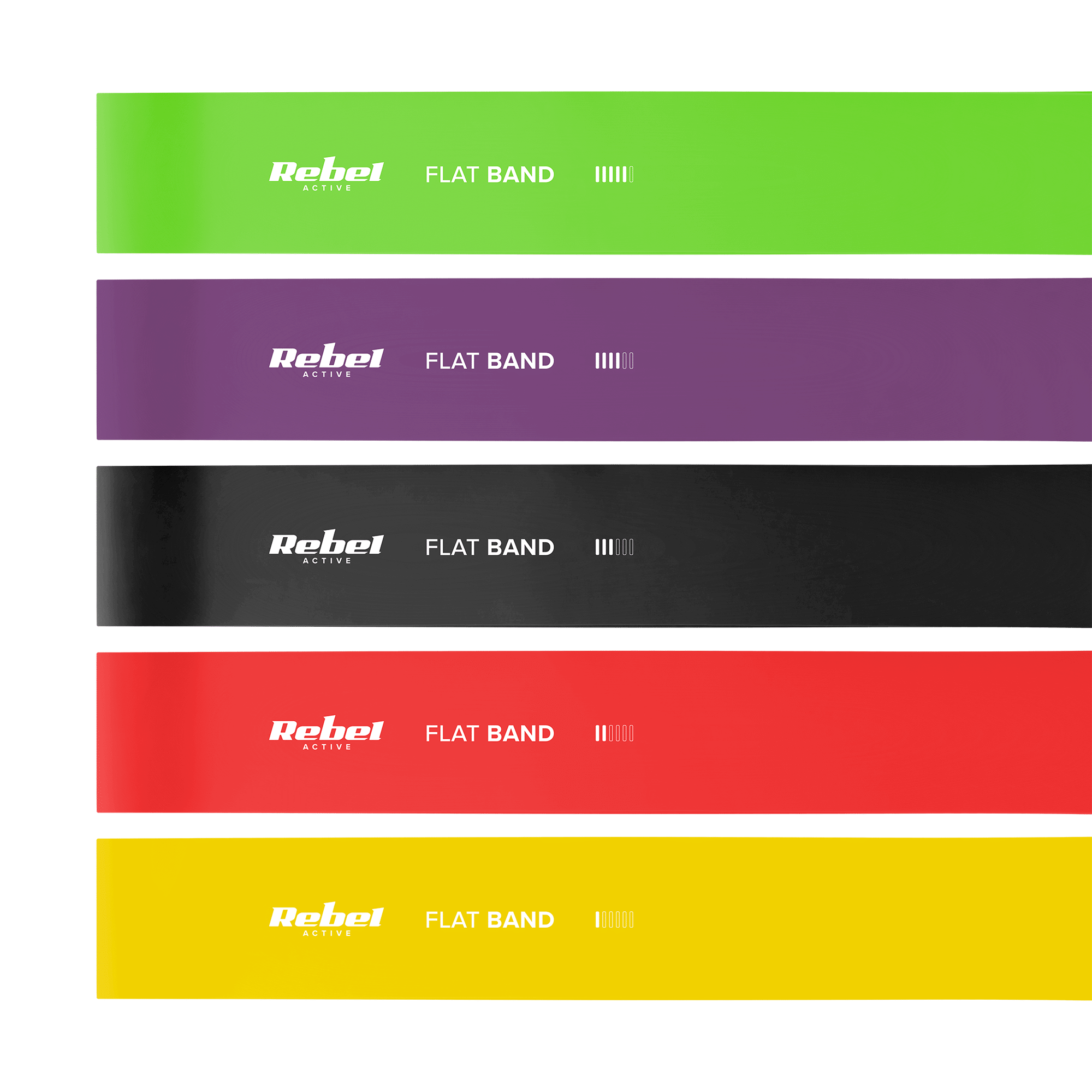 Latex Exercise Band Set 2m - Flat Band LTs-1, 2.5-20 kg, 5 Bands, REBEL ACTIVE