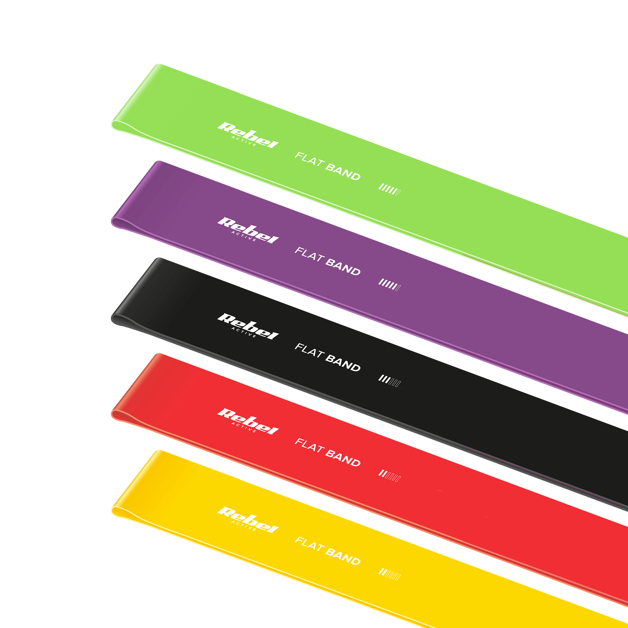 Latex Exercise Band Set 2m - Flat Band LTs-1, 2.5-20 kg, 5 Bands, REBEL ACTIVE