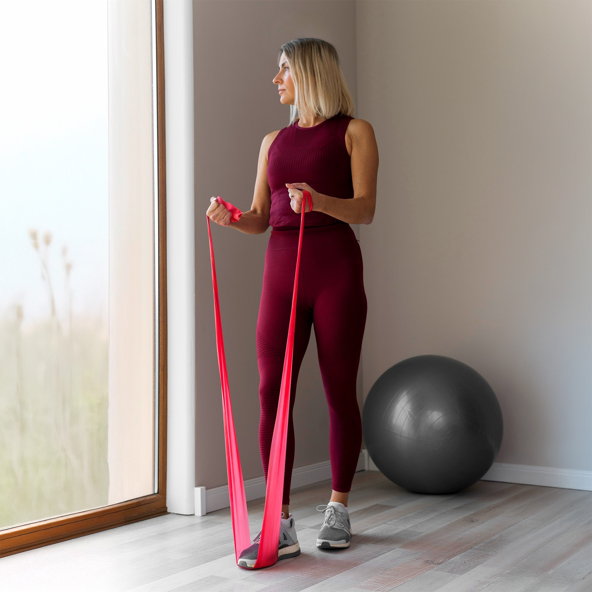 Latex Exercise Band Set 2m - Flat Band LTs-1, 2.5-20 kg, 5 Bands, REBEL ACTIVE